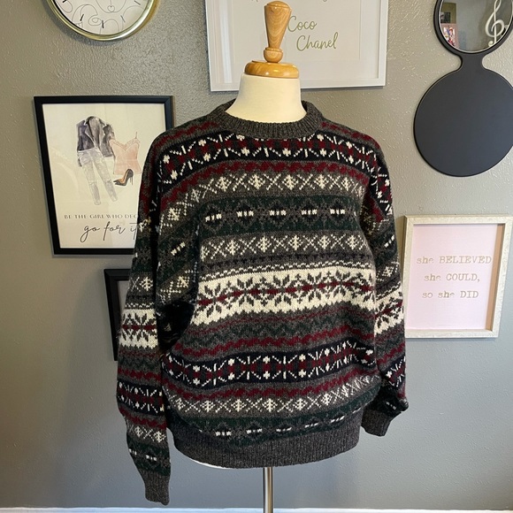 Woolrich Fair Isle Gray Wool Sweater XL - Picture 11 of 11